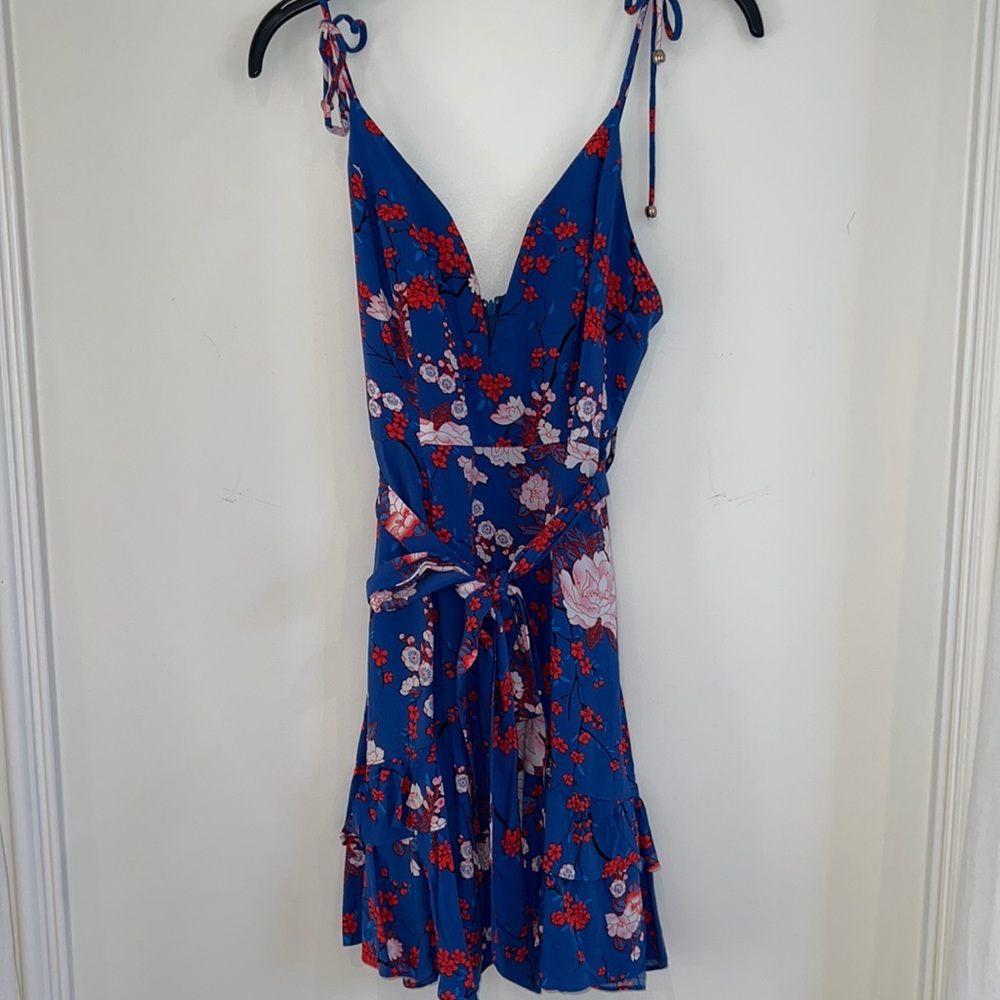 Hello Molly - here comes the sun blue with floral pattern mini dress